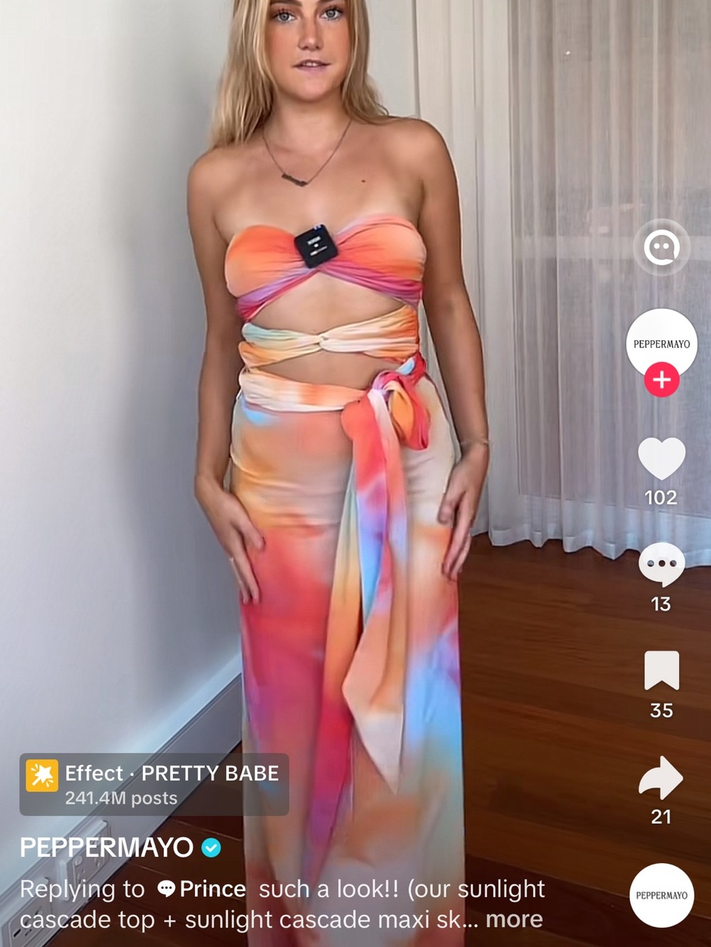 Peppermayo SET Sunlight Cascade Top & Skirt Rainbow Radiance size 4 Wrap Maxi